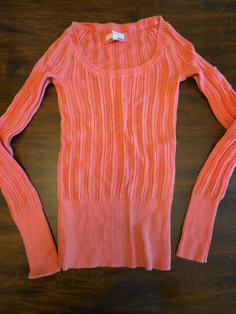 Old Navy Coral Orange Ribbed Knit Long Sleeve Sweater Top - Size S